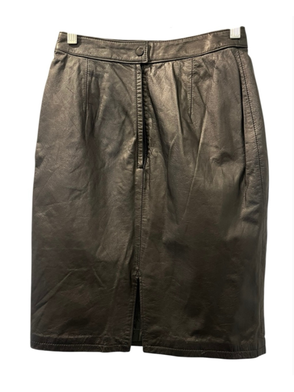 NWT Vintage Pelle Cuir 90s Black Leather Pencil Skirt High Waisted Goth Sz 8
